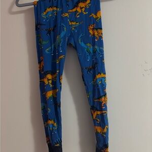 Hatley Blue Kids Leggings with Colorful Dinosaur Print